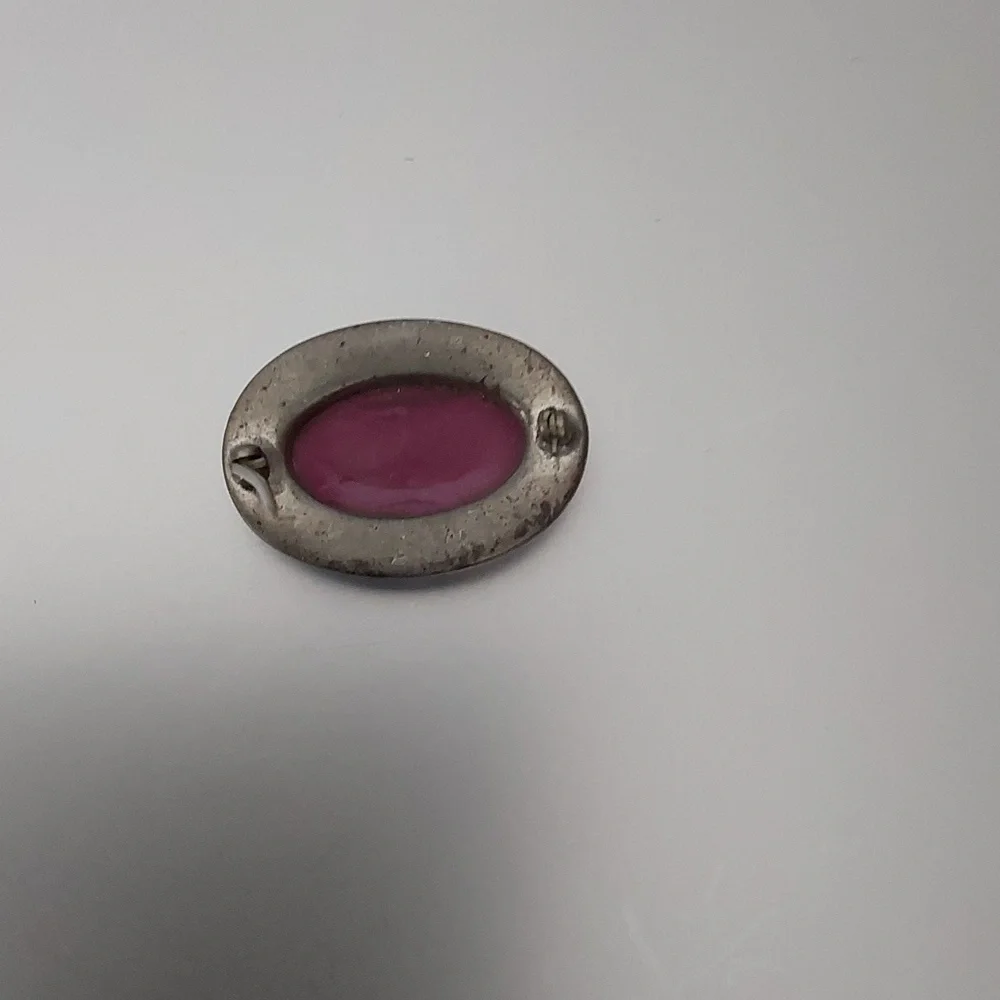 Vintage Silver and Pink Gemstone Brooch